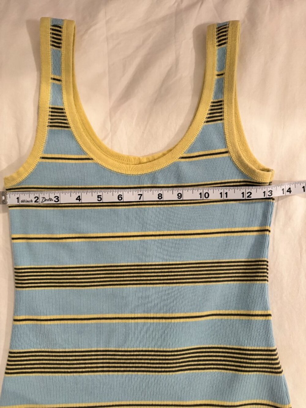 Aerie Blue Yellow Striped Ribbed Tank Top S/P Y2K Fitted Stretch - Picture 7 of 8